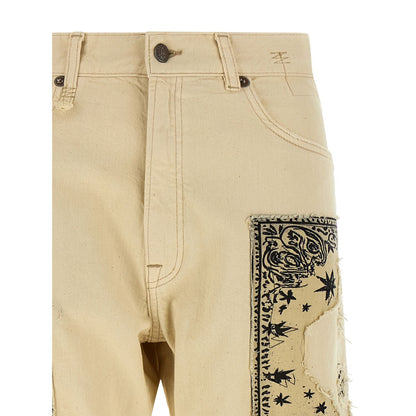 R13 Beige Cotton Straight-Leg Jeans