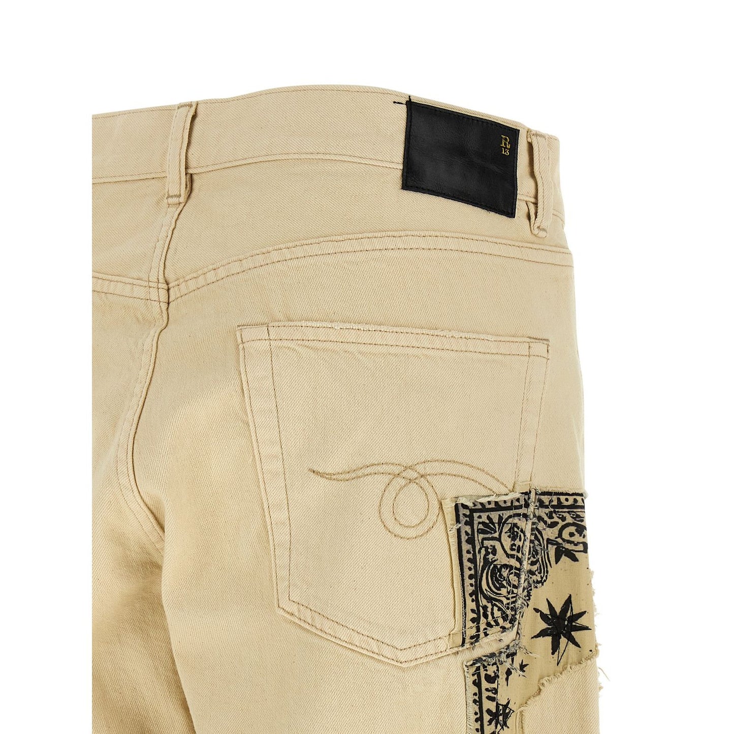 R13 Beige Cotton Straight-Leg Jeans