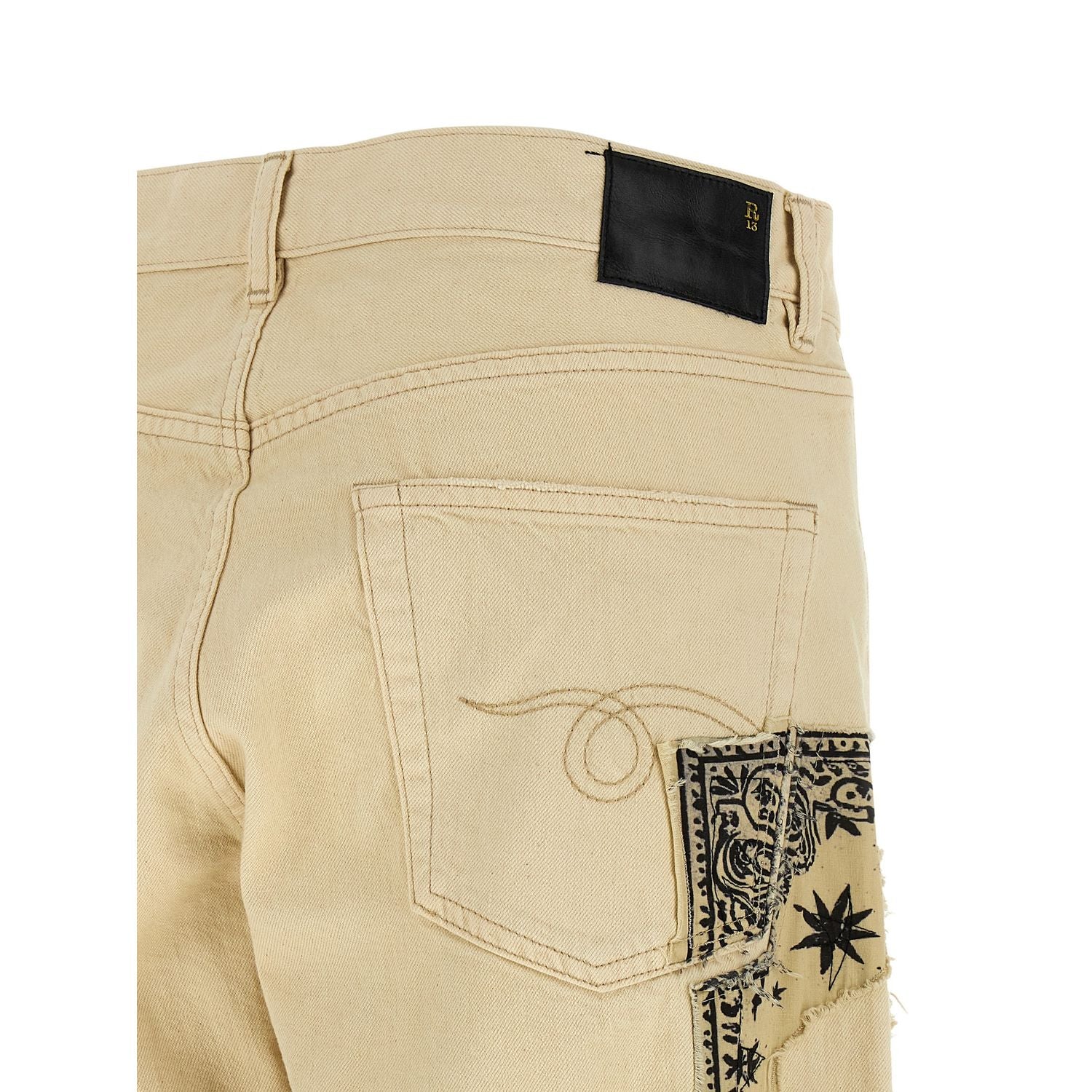 R13 Beige Cotton Straight-Leg Jeans
