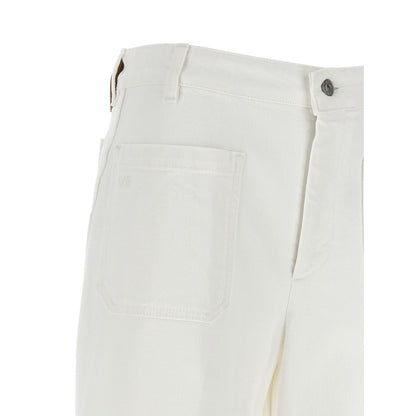 Victoria Beckham White Cotton Flared Jeans