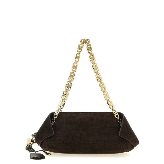 Ferragamo Brown Goatskin Shoulder Bag