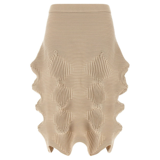 Issey Miyake Beige Polyester Midi Skirt