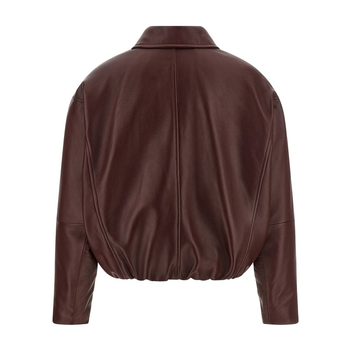Brunello Cucinelli Bordeaux Calfskin Leather Jacket