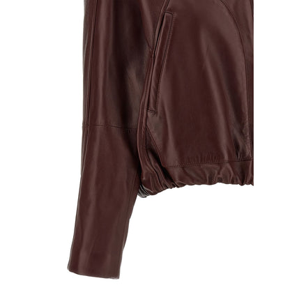 Brunello Cucinelli Bordeaux Calfskin Leather Jacket