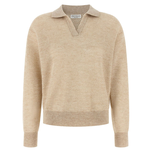 Brunello Cucinelli Gold Wool Polo Shirt