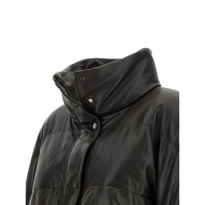 Brunello Cucinelli Brown Lamb Leather Leather Jacket