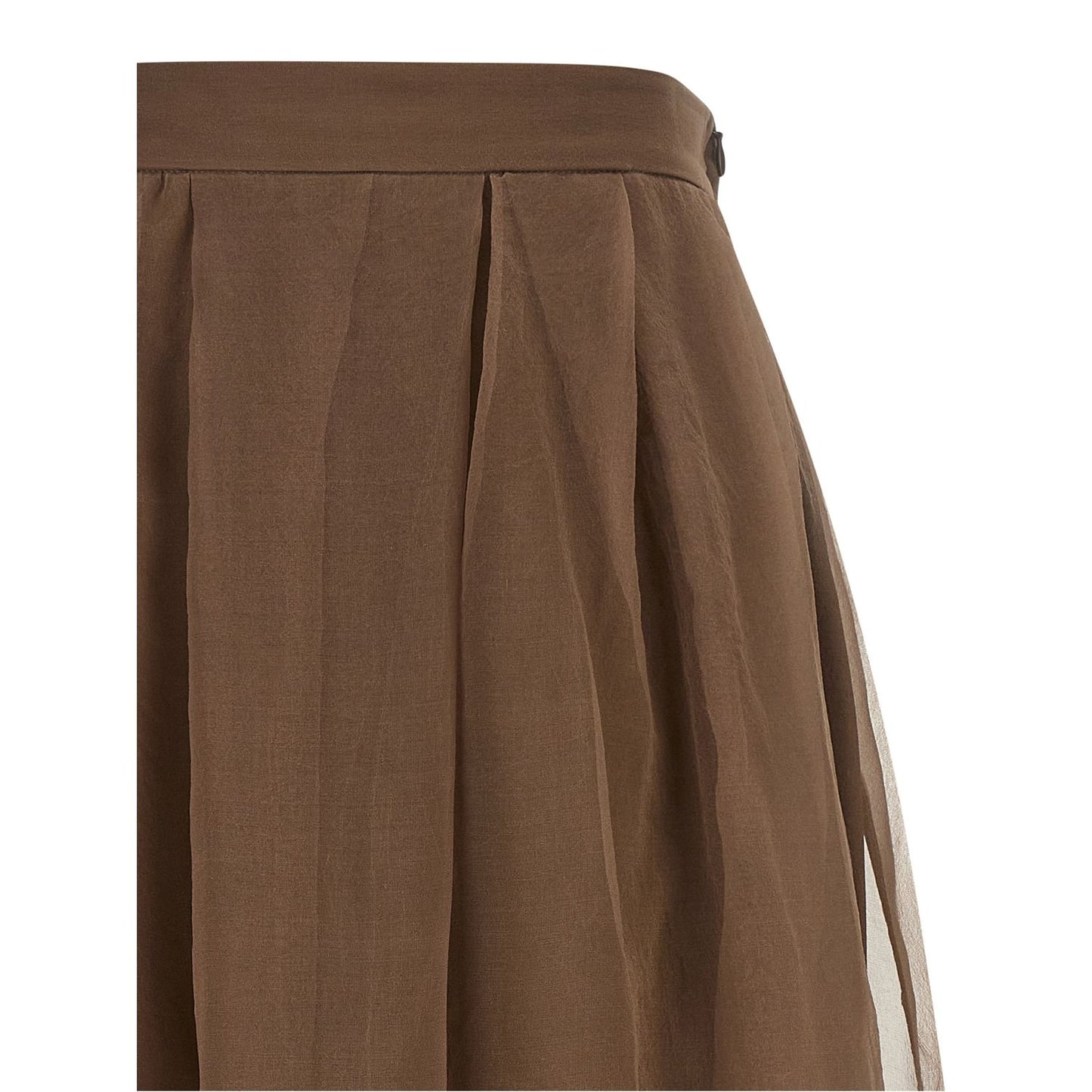 Brunello Cucinelli Brown Silk Midi Skirt
