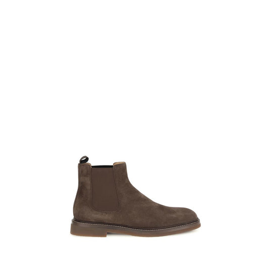 Brunello Cucinelli Brown Calf Leather Bos Taurus Chelsea Boots