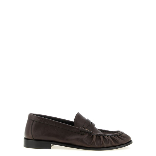 Saint Laurent Brown Calfskin Slip-On Loafers
