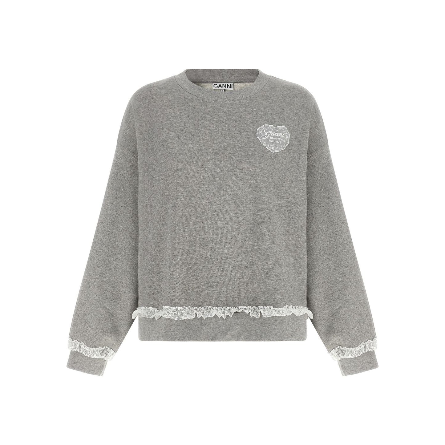 Ganni Gray Organic Cotton Sweatshirt