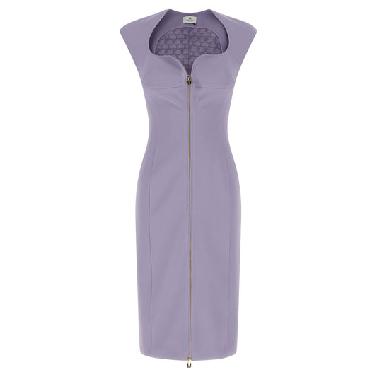 Elisabetta Franchi Purple Polyester Midi Dress