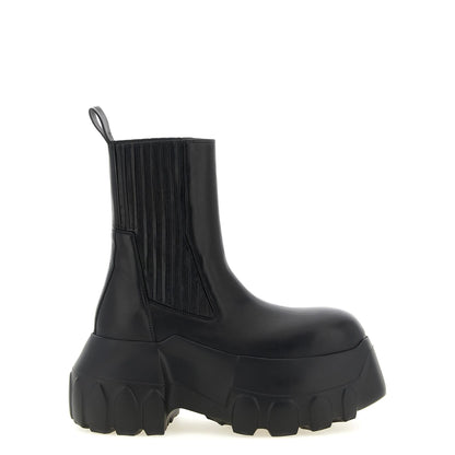 Rick Owens Black Ramie Ankle Boots