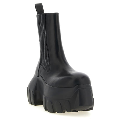 Rick Owens Black Ramie Ankle Boots