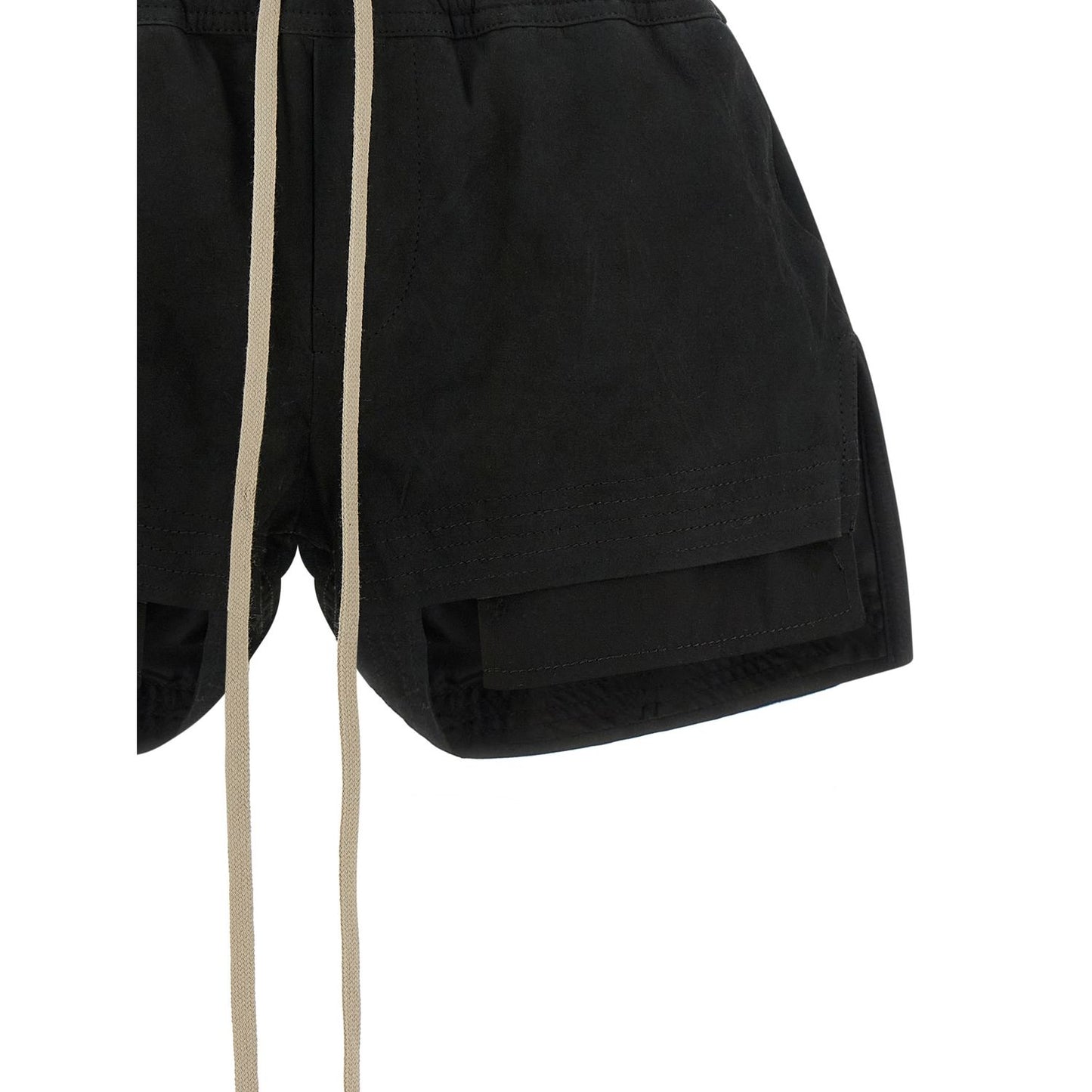 Rick Owens Black Lamb Leather Bermuda Shorts