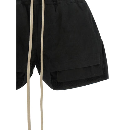Rick Owens Black Lamb Leather Bermuda Shorts