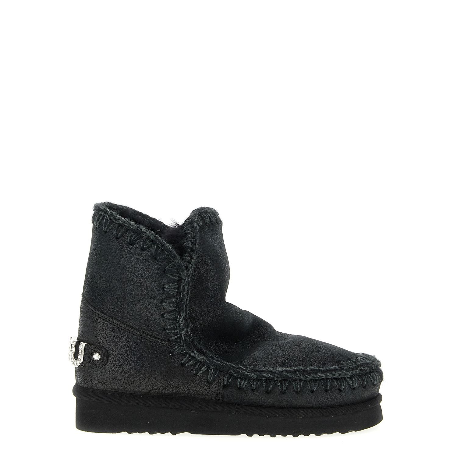 Mou Black Lamb Leather Ankle Boots