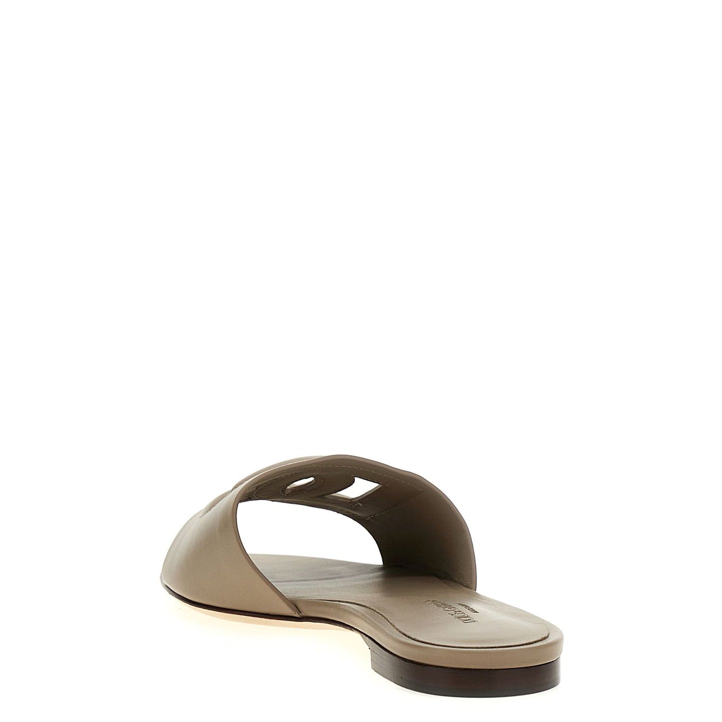 Dolce & Gabbana Gray Calfskin Slides
