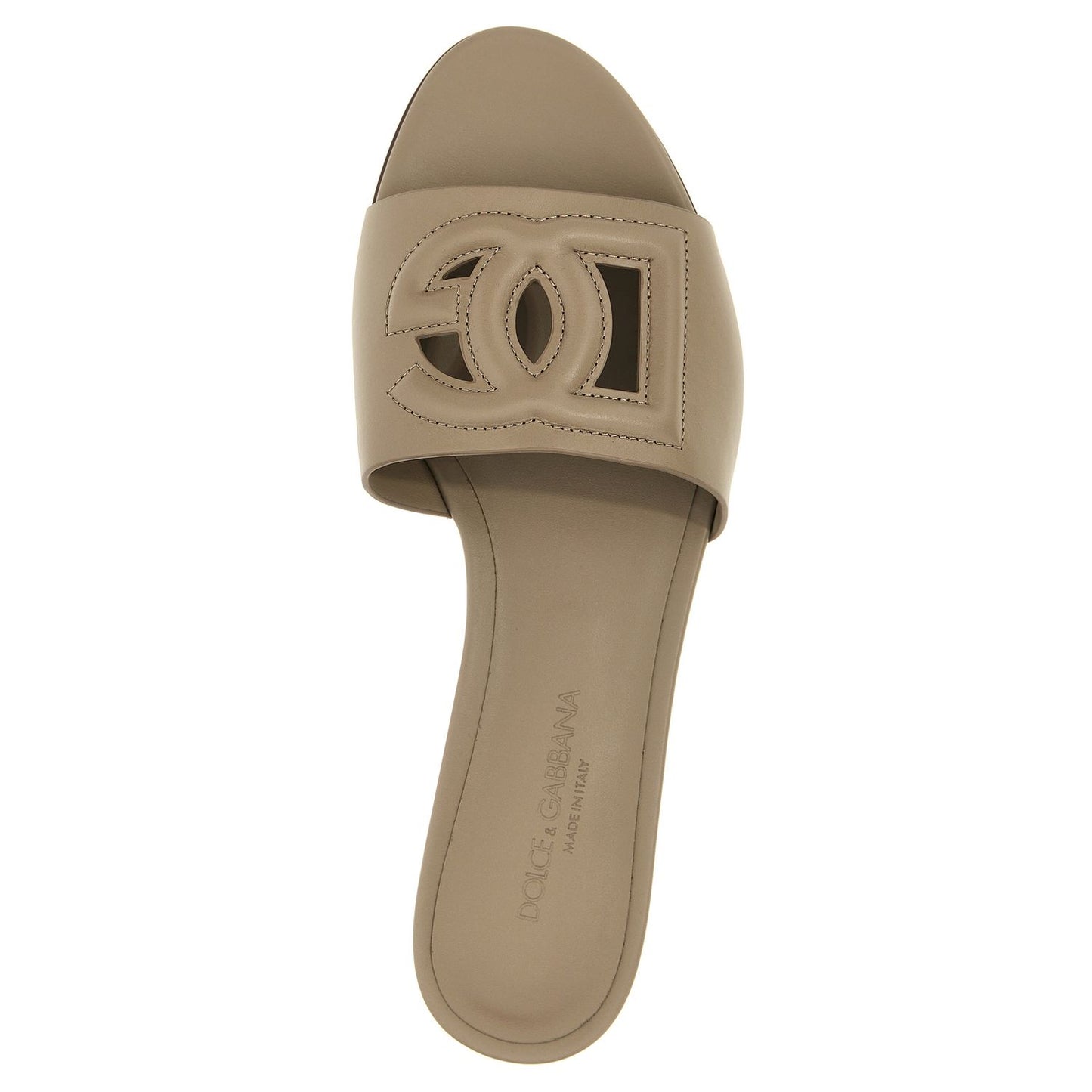 Dolce & Gabbana Gray Calfskin Slides