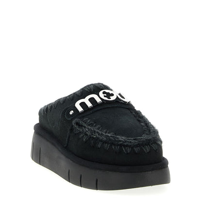 Mou Black Lamb Leather Clogs