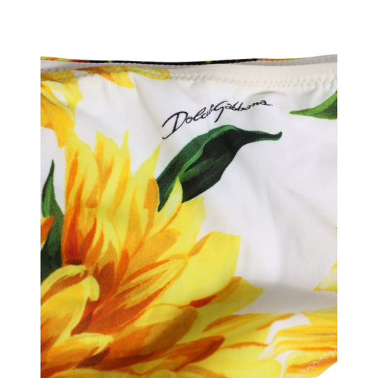 Dolce & Gabbana Yellow Nylon Sunflower Bikini Bottom Swimwear