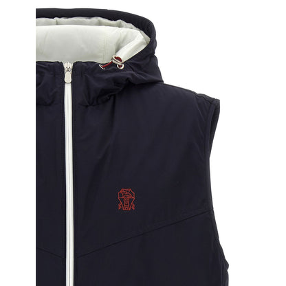 Brunello Cucinelli Blue Polyamide Sleeveless Jacket