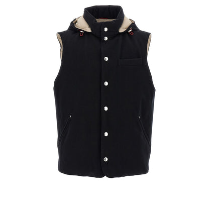 Brunello Cucinelli Black Wool Sleeveless Jacket