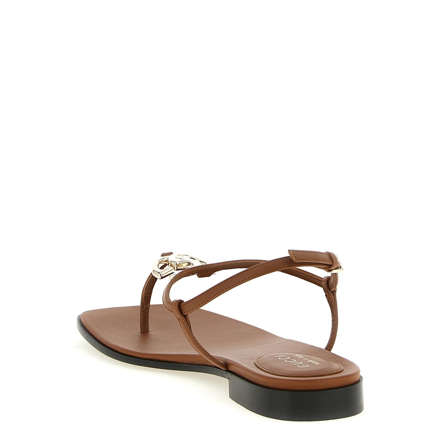 Gucci Brown Calfskin Flat Sandals