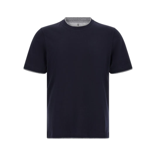 Brunello Cucinelli Blue Cotton T-Shirt