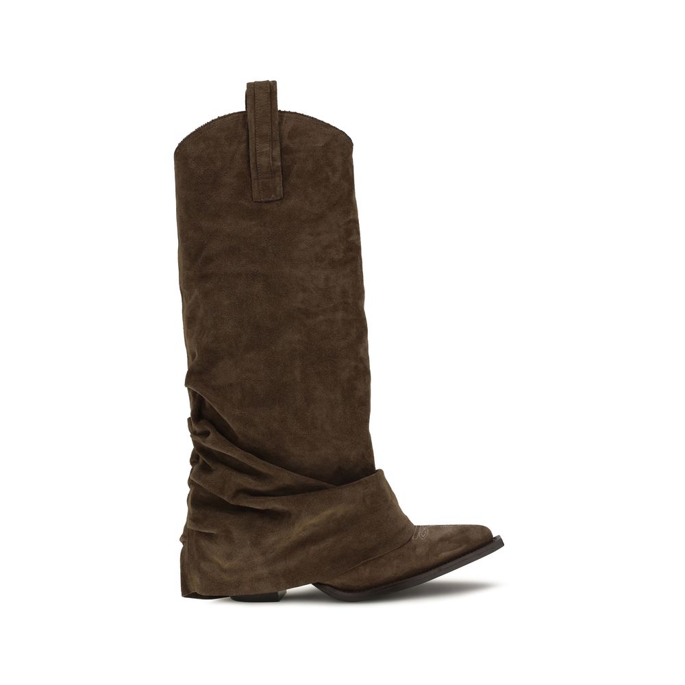 R13 Brown Goatskin Ankle Boots