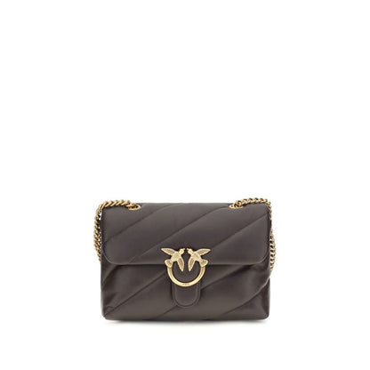 PINKO Brown Calf Leather Bos Taurus Shoulder Bag