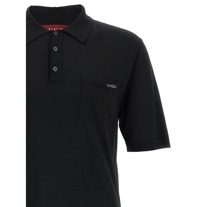 Gucci Black Wool Polo Shirt
