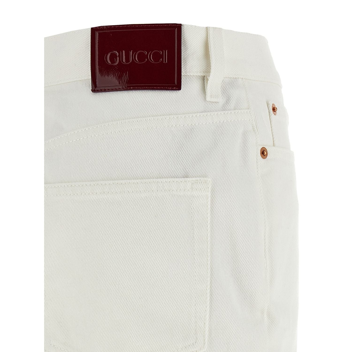 Gucci White Cotton Cropped Jeans