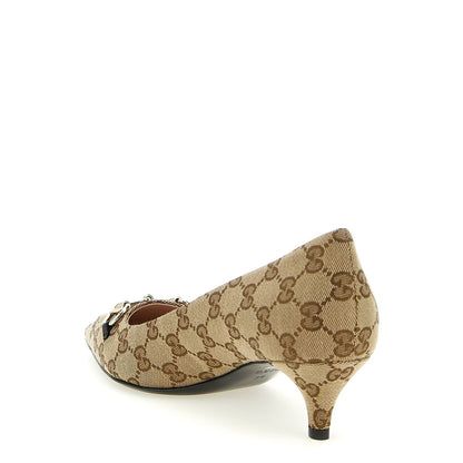 Gucci Beige Polyester Mid Heel Pumps