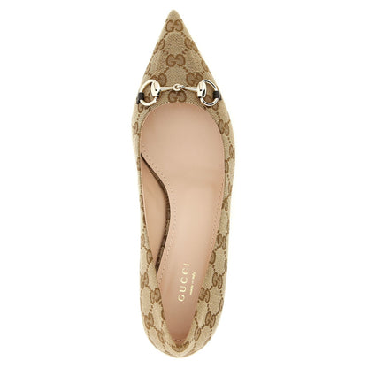 Gucci Beige Polyester Mid Heel Pumps