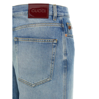 Gucci Blue Cotton Flared Jeans