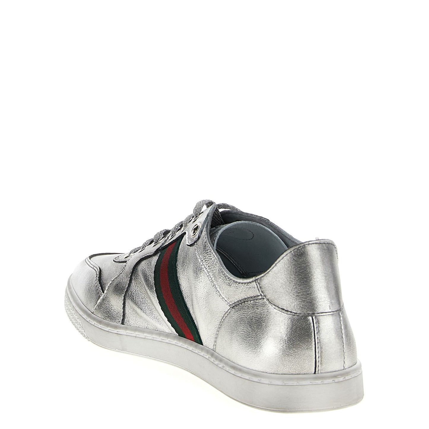 Gucci Silver Lamb Leather Athletic Sneakers