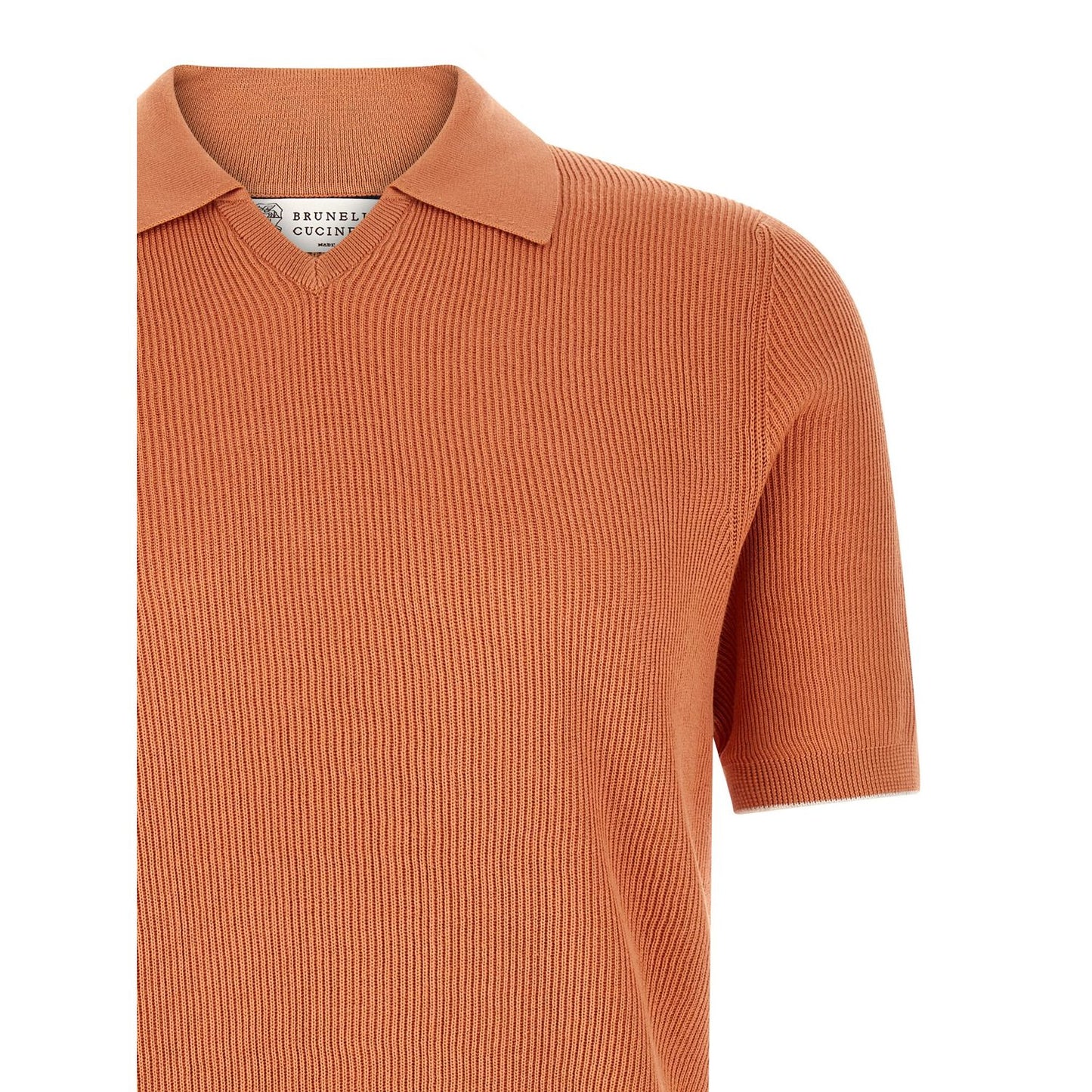 Brunello Cucinelli Orange Cotton Polo Shirt