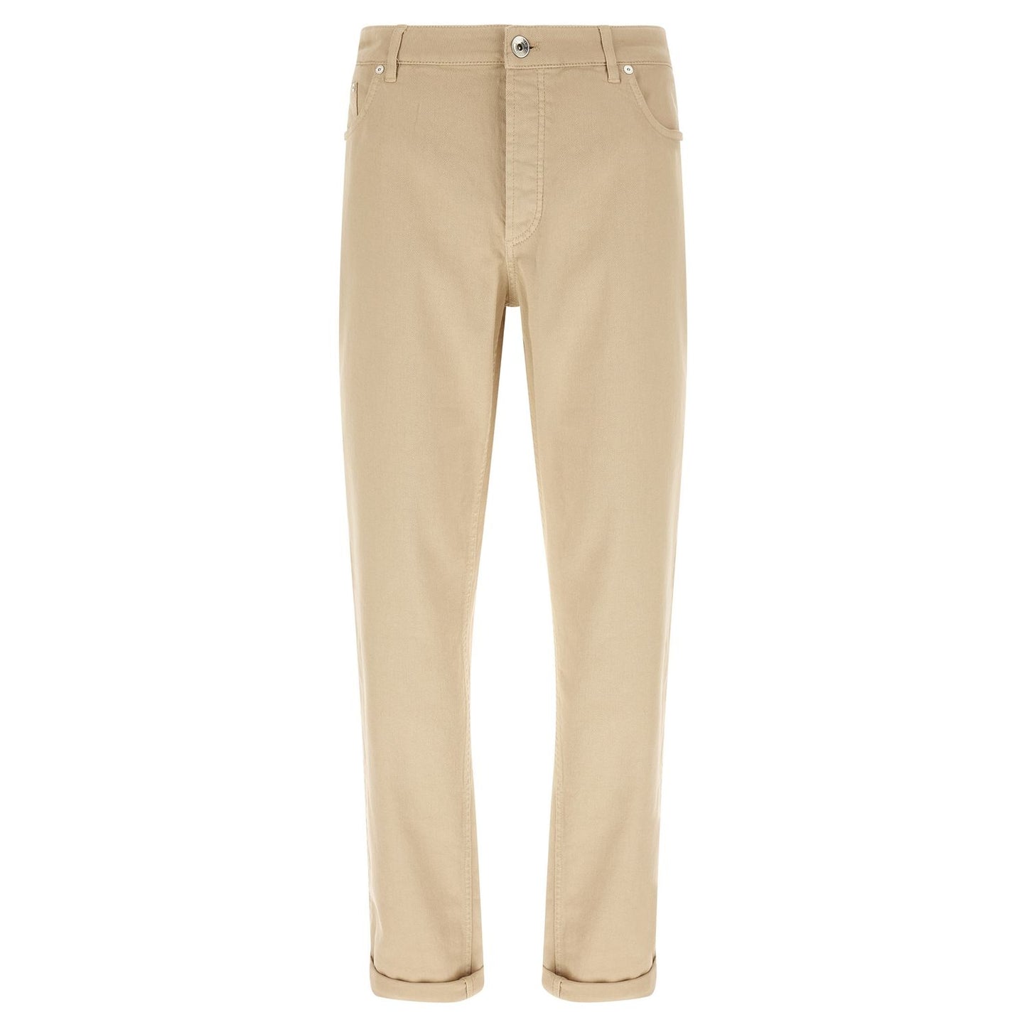 Brunello Cucinelli Beige Cotton Tapered Jeans