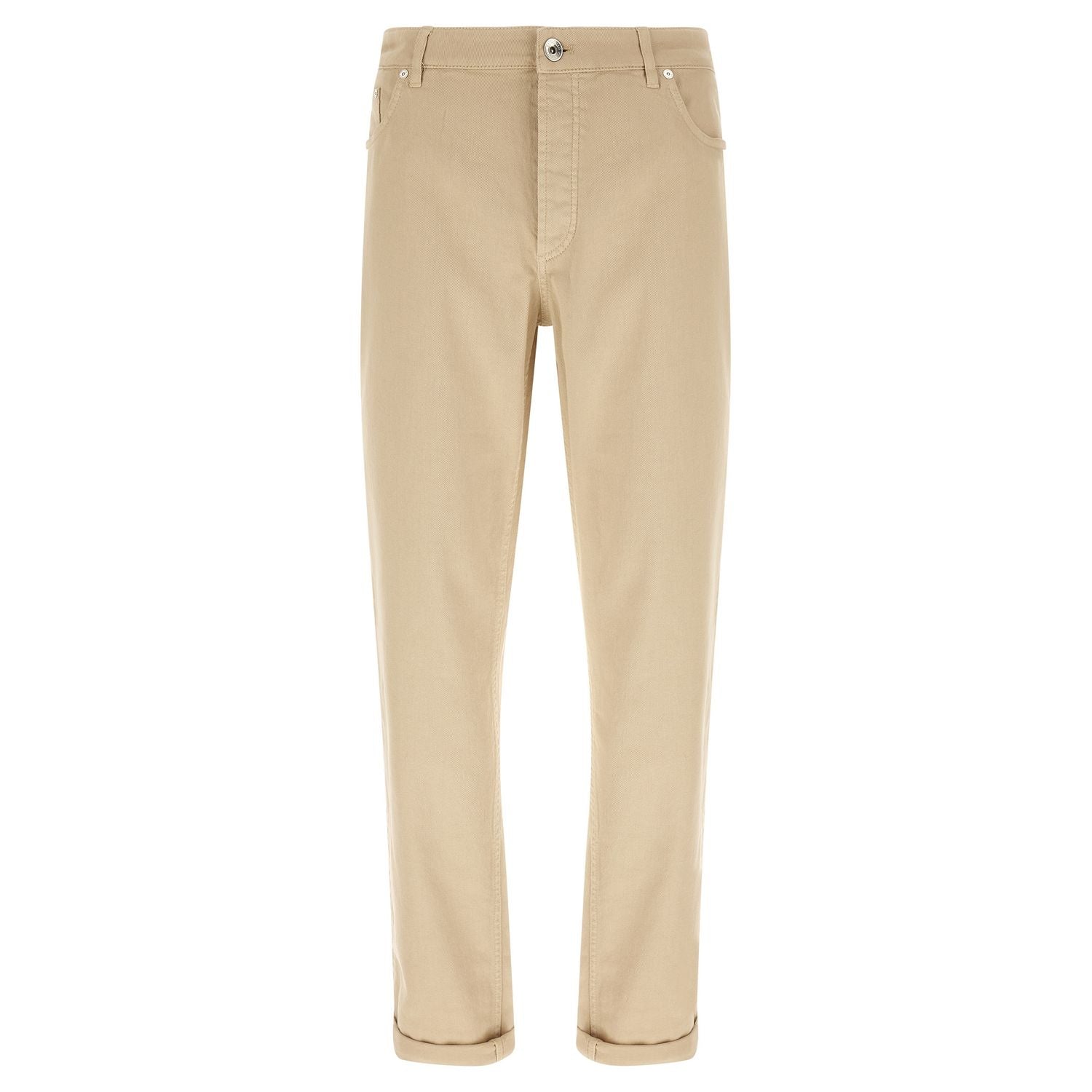 Brunello Cucinelli Beige Cotton Tapered Jeans