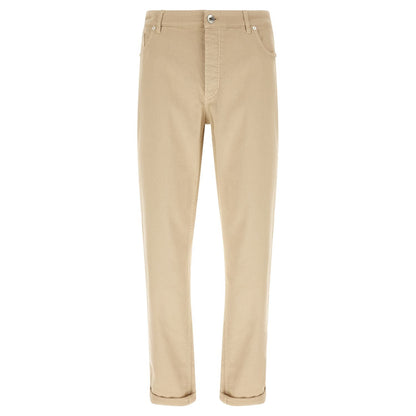 Brunello Cucinelli Beige Cotton Tapered Jeans