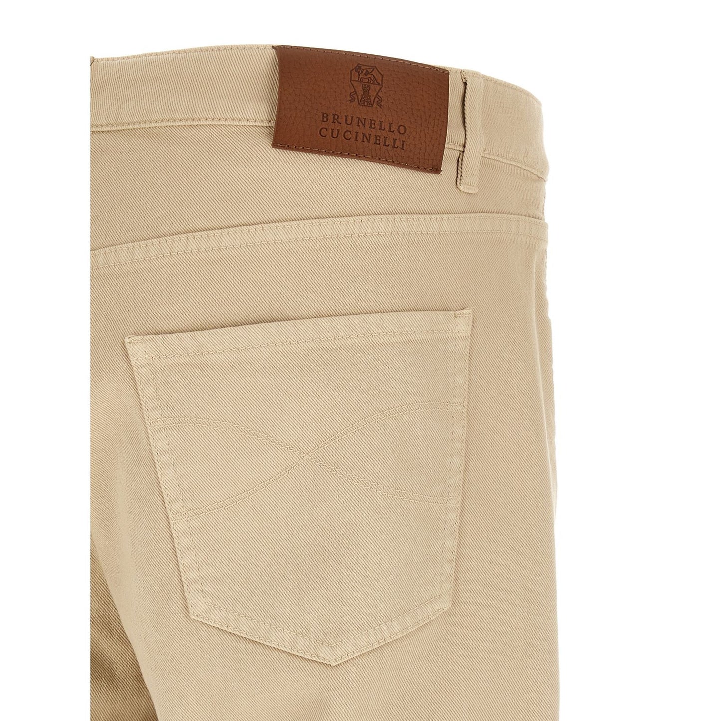Brunello Cucinelli Beige Cotton Tapered Jeans