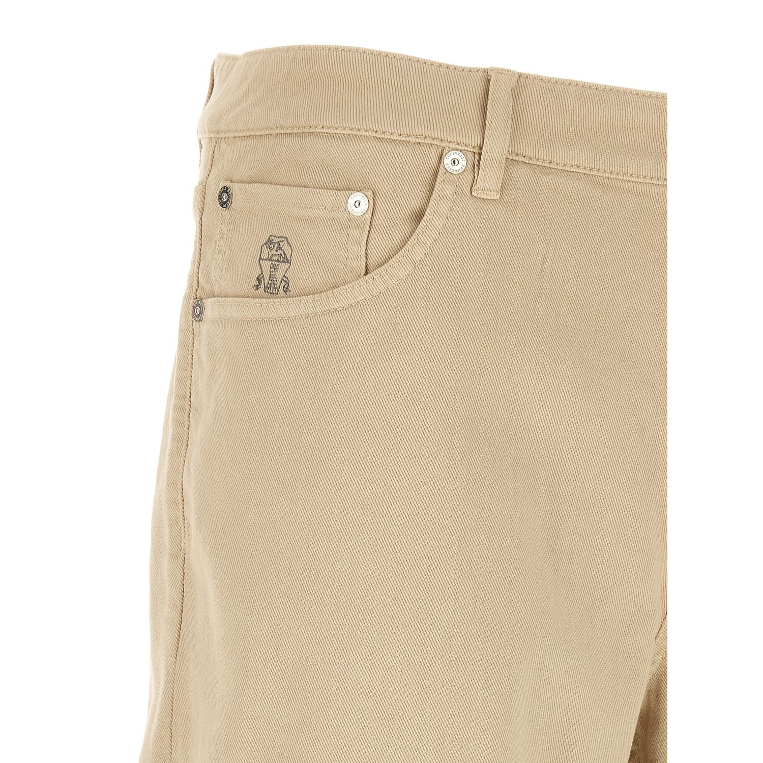Brunello Cucinelli Beige Cotton Tapered Jeans