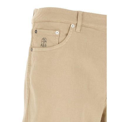 Brunello Cucinelli Beige Cotton Tapered Jeans