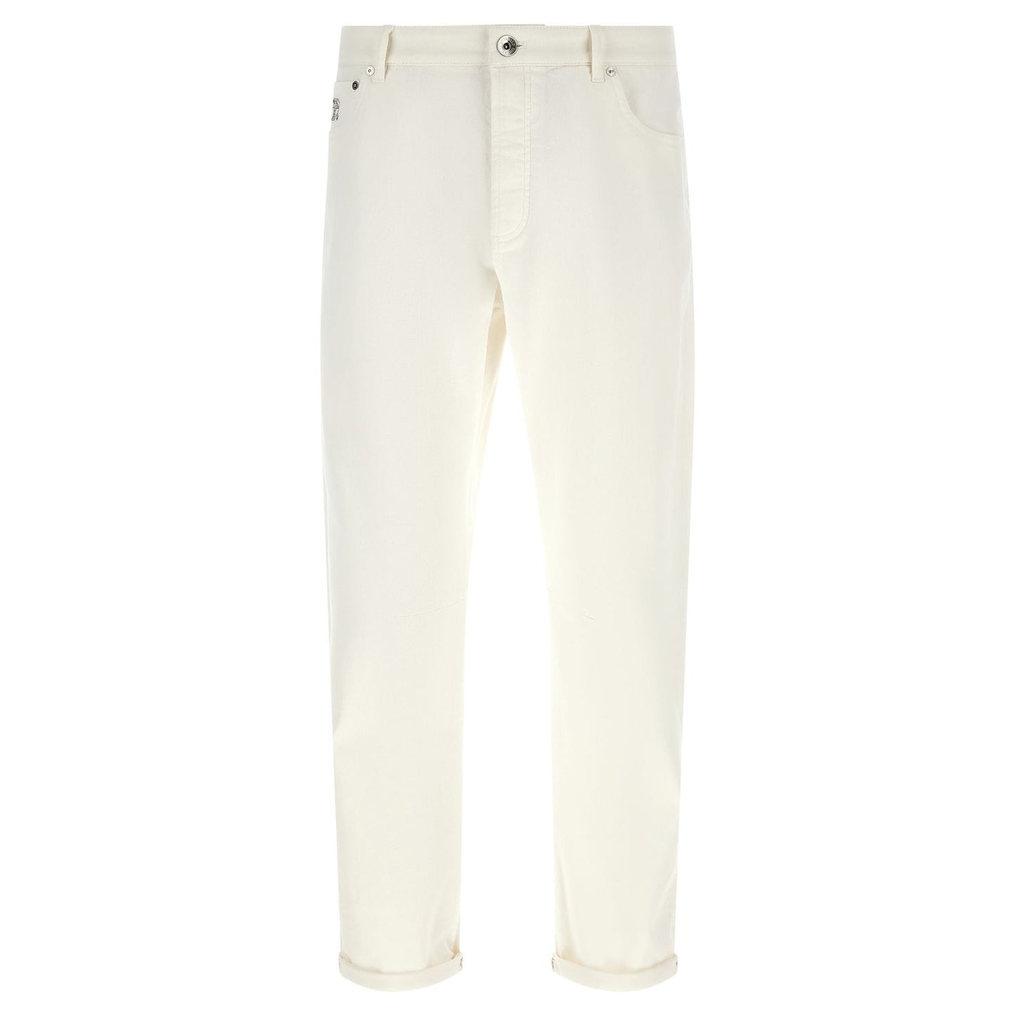 Brunello Cucinelli White Cotton Cropped Jeans