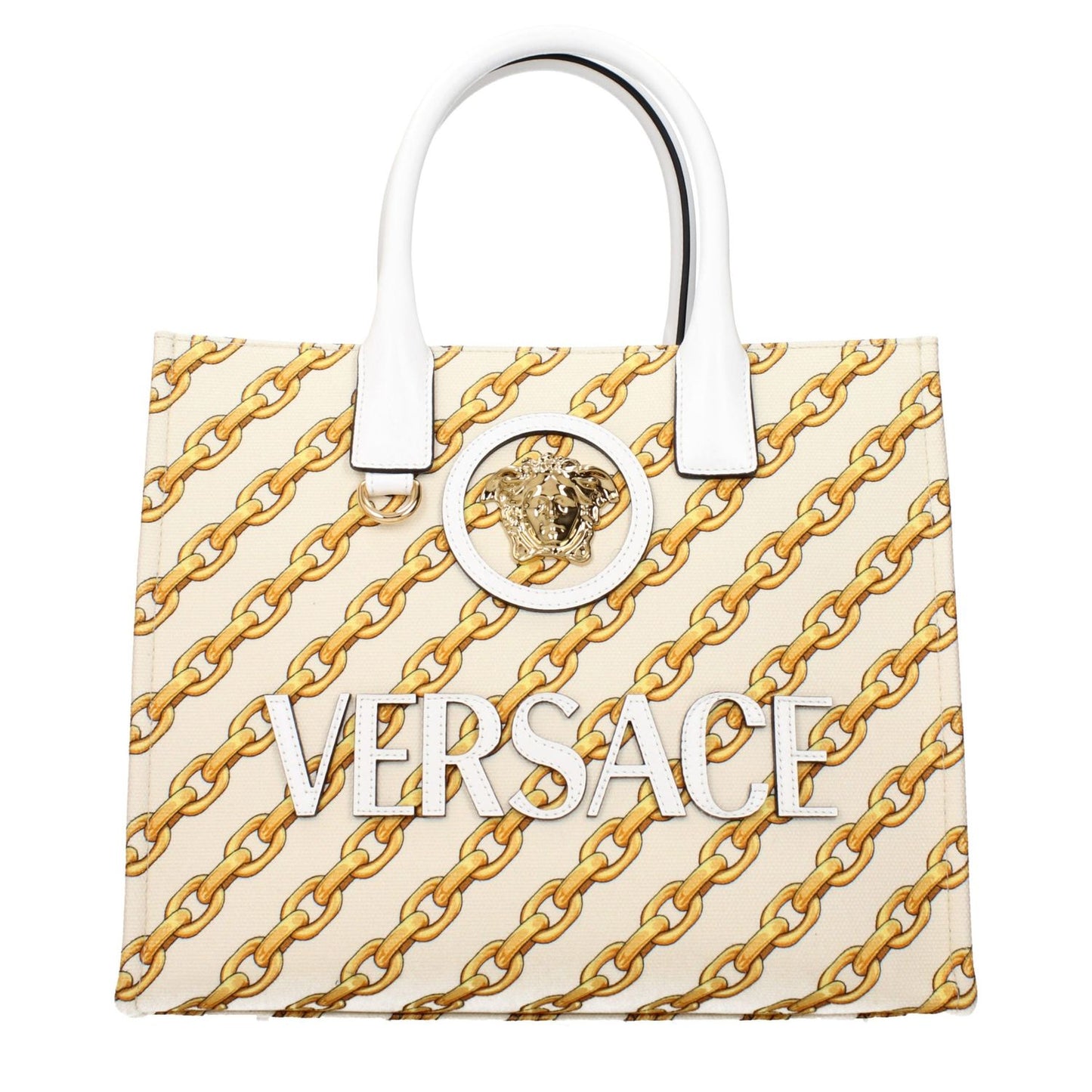 Versace Beige Fabric Handbag