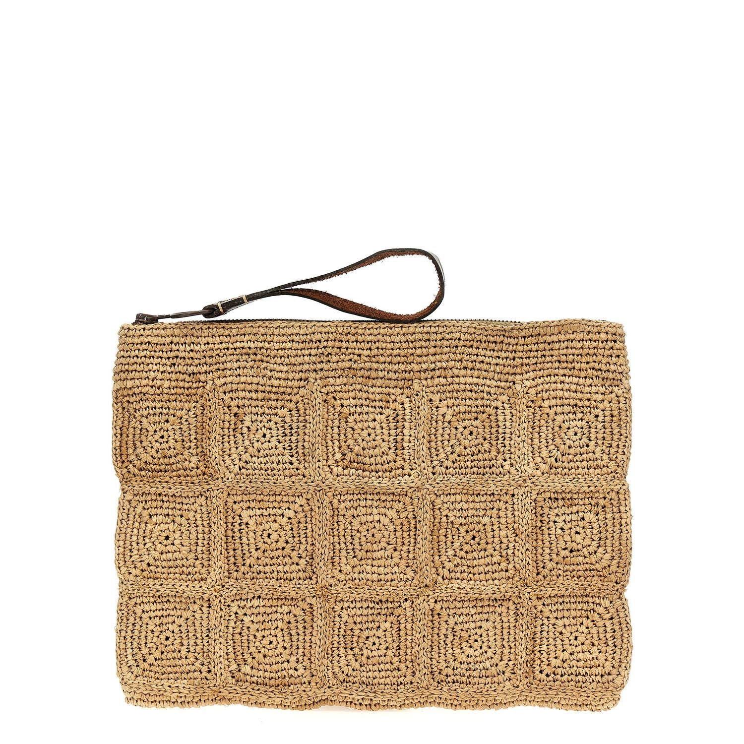 Ibeliv Beige Raffia Clutch Bag