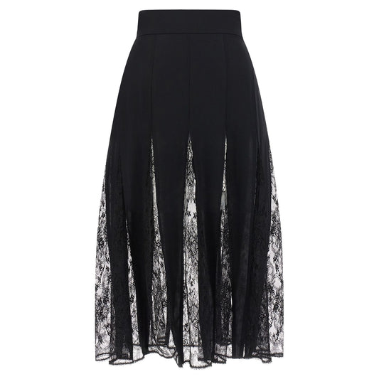 Dolce & Gabbana Black Silk Midi Skirt