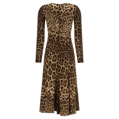 Dolce & Gabbana Brown Viscose Midi Dress