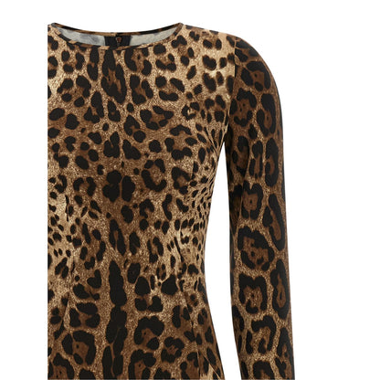 Dolce & Gabbana Brown Viscose Midi Dress