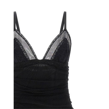Dolce & Gabbana Black Polyamide Midi Dress